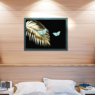 Aqua Butterflies op de Prints van de Golden Palm F