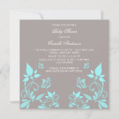 Aqua Butterfly Floral Baby shower Invite Kaart (Voorkant)