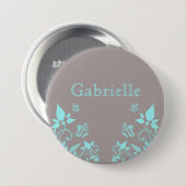 Aqua Butterfly Floral Button (Voorkant /achterkant)