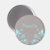 Aqua Butterfly Floral Magnet (Voorkant / Achterkant)