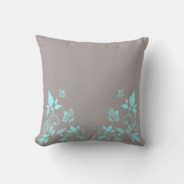 Aqua Butterfly Floral Pillow Kussen
