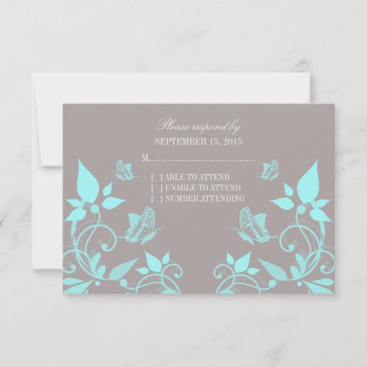 Aqua Butterfly Floral Response Kaart (Voorkant)