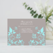 Aqua Butterfly Floral Response Kaart (Staand voorkant)