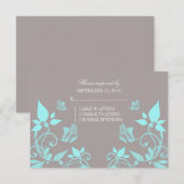 Aqua Butterfly Floral Response Kaart (Voorkant / Achterkant)