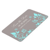 Aqua Butterfly Floral Save the Date Magnet Magneet (Linkerzijde)