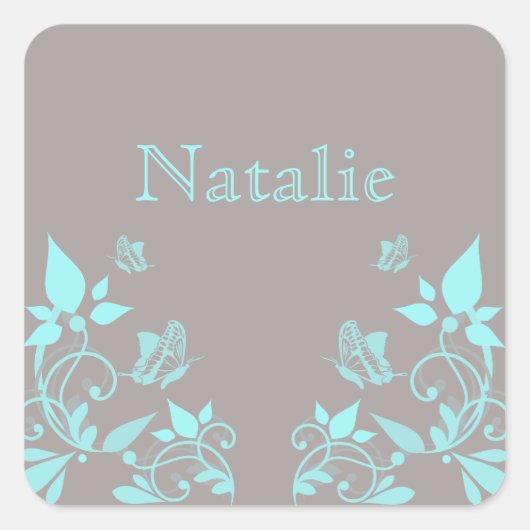 Aqua Butterfly Floral Stickers (Voorkant)