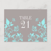 Aqua Butterfly Floral Table Number Briefkaart (Voorkant)