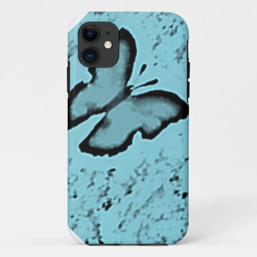 Aqua Butterfly iPhone 5 Hoesje (Achterkant)