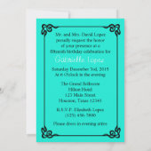 Aqua Butterfly Quinceanera Ball Gown Uitnodiging (Achterkant)