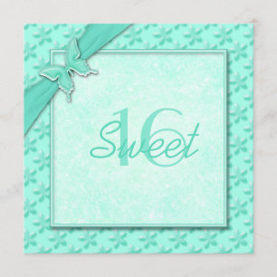 Aqua Butterfly Sweet Sixteen Uitnodiging