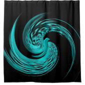 Aqua Butterfly Swirl Abstract douchegordijn (Voorkant)