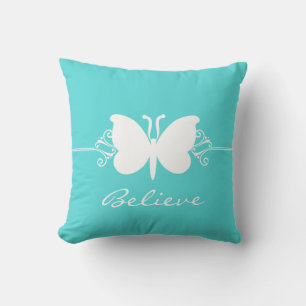 Aqua Butterfly Swirls Pillow Kussen