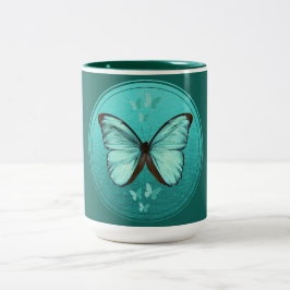 Aqua Butterfly Tweekleurige Koffiemok