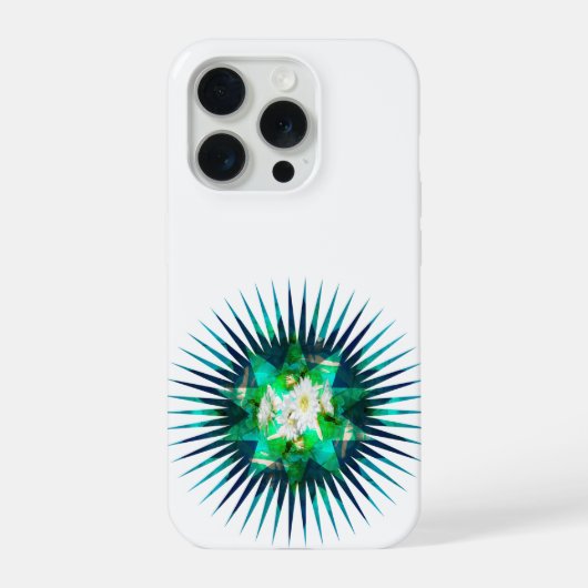 Aqua Cactus Bloem Kaleidoscoop Effect,  iPhone Hoesje (Achterkant)
