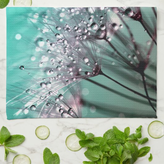 Aqua Cactus Bonsai Bloom Kitchen Towel Theedoek (Gevouwen)