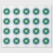 Aqua Cactus Flower Kaleidoscope Effect Cadeaupapier (Vlak)