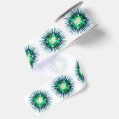 Aqua Cactus Flower Kaleidoscope Effect Satijnen Lint (Achterkant)