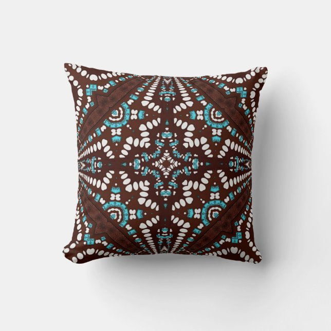 Aqua Cafe Rustic Tribal Cushion Pillow Kussen (Voorkant)