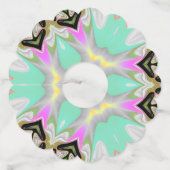 Aqua caleidoscoop scallop wijnglaslabel (Voorkant)