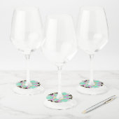 Aqua caleidoscoop scallop wijnglaslabel (Set)