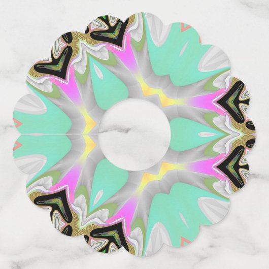 Aqua caleidoscoop scallop wijnglaslabel (Achterkant)