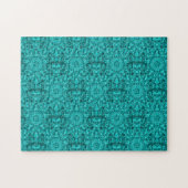 Aqua caleidoscoop wateren geometrische abstracte k legpuzzel (Horizontaal)