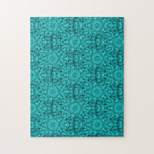 Aqua caleidoscoop wateren geometrische abstracte k legpuzzel (Verticaal)