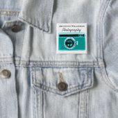 Aqua Camera Photography Business Vierkante Button 5,1 Cm (In situ)