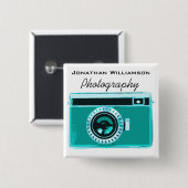 Aqua Camera Photography Business Vierkante Button 5,1 Cm (Voorkant /achterkant)