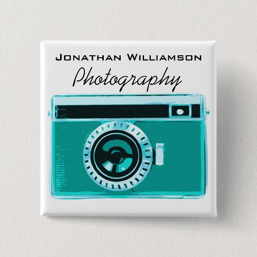 Aqua Camera Photography Business Vierkante Button 5,1 Cm (Voorkant)