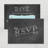 Aqua Chalk RSVP Kaartje (Voorkant / Achterkant)