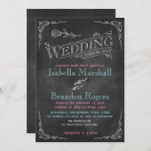 Aqua Chalk Wedding Uitnodiging (Voorkant / Achterkant)