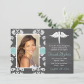 Aqua Chalkboard Nursing School Afstuderen Kaart (Staand voorkant)