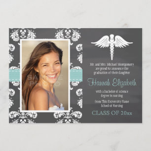 Aqua Chalkboard Nursing School Afstuderen Kaart