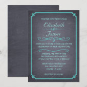Aqua  Chalkboard Wedding Invitations Kaart (Voorkant / Achterkant)