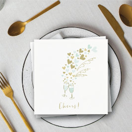 Aqua Champagne Cheers Verloving Trouwfeest Servetten