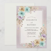 Aqua Champagne Ranunculus Eucalyptus Bruiloft Kaart (Voorkant / Achterkant)