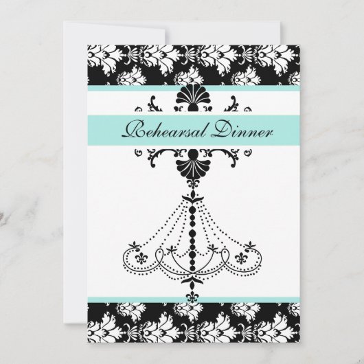 Aqua Chandelier Rehearsal Dinner Card Kaart (Voorkant)