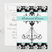Aqua Chandelier Rehearsal Dinner Card Kaart (Voorkant / Achterkant)
