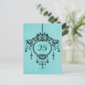 Aqua Chandelier Table Number Briefkaart (Staand voorkant)