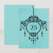 Aqua Chandelier Table Number Briefkaart (Voorkant / Achterkant)