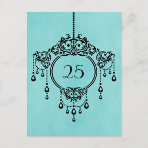 Aqua  Chandelier Table Number Briefkaart