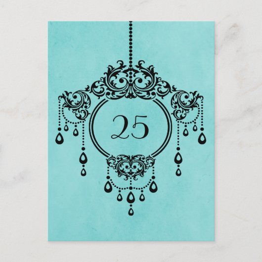 Aqua Chandelier Table Number Briefkaart (Voorkant)