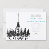 Aqua Chandelier Wedding Invitations Roaring 20 Kaart (Voorkant)