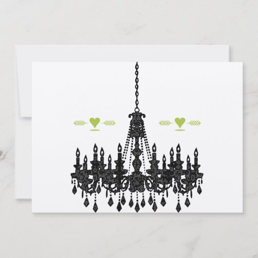 Aqua Chandelier Wedding Invitations Roaring 20 Kaart (Achterkant)