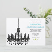 Aqua Chandelier Wedding Invitations Roaring 20 Kaart (Staand voorkant)