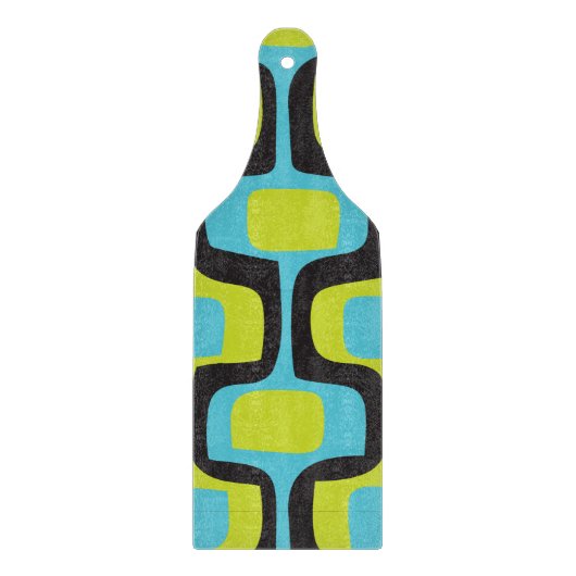 Aqua & Chartreuse Mid Century Mod Retro Patroon Snijplank (Voorkant)