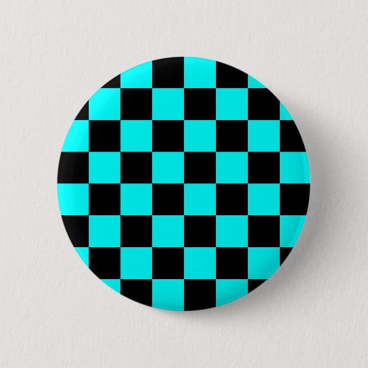 Aqua Checkerboard-Button Ronde Button 5,7 Cm (Voorkant)