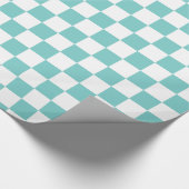 Aqua Checkerboard Patroon Cadeaupapier (Hoek)