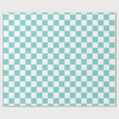 Aqua Checkerboard Patroon Cadeaupapier (Vlak)